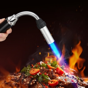 Briquet à gaz à flamme nue en acier inoxydable long, coupe-vent pour cuisinière et camping - Product Image 5