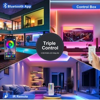 Bande lumineuse LED COB RGB 24V 5m Ensemble Télécommande Adaptateur secteur Haute luminosité 840Leds/m IP20 Décoration de pièce Kit de bande lumineuse LED 10mm