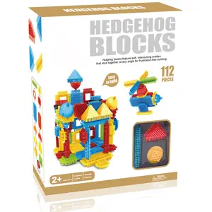 112 Uds. Juguetes ensamblados de plástico ABS DIY bloques de construcción educativos de erizo para niños bloques de cerdas suaves de alta calidad