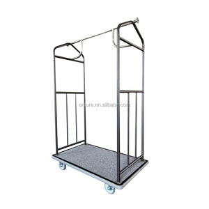 C011 Chariot à bagages en métal au design moderne pour hôtel Bellman Crown Fournitures d'accueil Cage à oiseaux en acier doré - Product Image 1