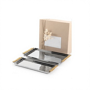 Ensemble de 2 plateaux de service en acier inoxydable pour chocolats, qualité supérieure, pour servir des chocolats et des bonbons à la maison - Product Image 1