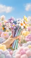 Nouveau stylo 3D créatif et culturel, stylo à gel motif fleur en tissu