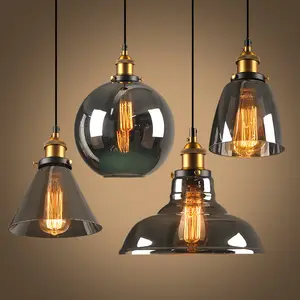 Wholesale Crystal Chandelier Loft European Industrial Single Head Smoke Glass Pendant Light