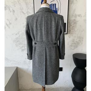 Cappotto Invernale da <span class=keywords><strong>Uomo</strong></span> <span class=keywords><strong>Doppiopetto</strong></span> Medio-Lungo in Velluto a Coste con Risvolto in Lana Stile Tweed Britannico - Product Image 3