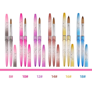 Juego de Pinceles de Uñas Acrílicos Kolinsky, Profesional, con Mango Metálico Degradado, para Manicura y Pintura, con Logotipo Personalizado, Tamaños 2-24, Venta al Por Mayor - Product Image 5