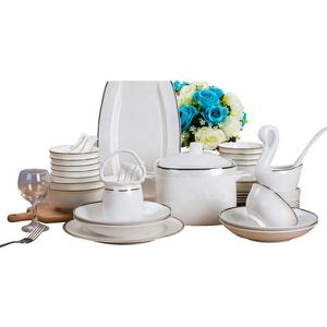 60 Pcs Porcelain Bone China Dinnerware Sets Europe Light Luxury Silver Edge Minimalist Cup Kit Wedding <b>Gift</b> Restaurant Hotel - Product Image 6