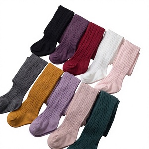 Lente/Herfst Ademende katoenen babyleggings Kabelgebreide, getextureerde effen kleur Overknee panty's Veelzijdige prestatiesokken voor - Product Image 1