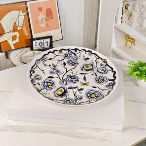 Assiettes de table Granville Garden Series 16 pouces en porcelaine fine, style rétro, coffret cadeau recommandé pour offrir - Product Image 4