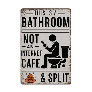 Rustic metal iron Hanging Door Plaque <strong>Funny</strong> <strong>Bathroom</strong> humor Sign board for toilet or <strong>bathroom</strong> - Product Image 1