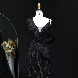 جانمبر LSZ062 غير المتماثلة V الرقبة مطرزة حورية البحر مساء حفلة موسيقية اللباس - Product Image 2