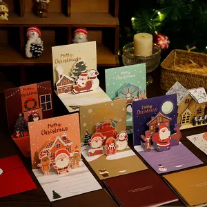 Wholesale Luxury Art Paper Card Design Business Christmas Greeting Cards Pop Up Holiday Greeting Christmas Cards Bulk