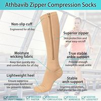 Chaussettes de compression médicale graduée à fermeture éclair, à bout fermé, 20-30 mmHg, hauteur genou, pour hommes et femmes
