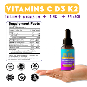 Haccp  OEM ODM  Gotas Líquidas para el Crecimiento, Suplemento Natural para el Crecimiento y Desarrollo de Niños y Adolescentes, Vitamina D, K, Calcio - Product Image 3