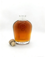 Botella de Vidrio Personalizada de Alta Calidad con Opciones de Grabado/Esmerilado, Transparente, 700ml/750ml, con Tapón de Corcho de Madera para Licor, Whisky, Ron