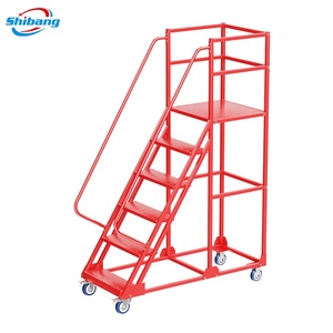 Entrepôt de sécurité personnalisé Plate-forme mobile roulante <span class=keywords><strong>en</strong></span> aluminium Camion échelle échelle avec mains courantes et roues Entrepôt échelle <span class=keywords><strong>d</strong></span>'escalade - Product Image 2