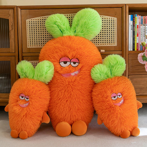 Nuovo simpatico peluche con carota pelosa giocattolo <span class=keywords><strong>emoji</strong></span> mostro lungo grasso carota bambola imbottita viso carino cuscino decorativo con carota rossa vegetale - Product Image 1