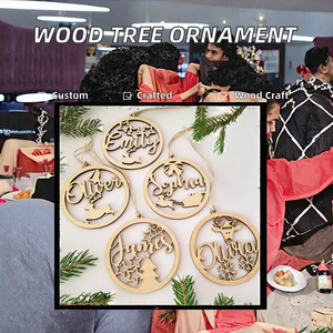 Luxury Handmade UV Printed Wooden <b>Christmas</b> Tree Ornaments with Laser Cut Design - Product Image 2