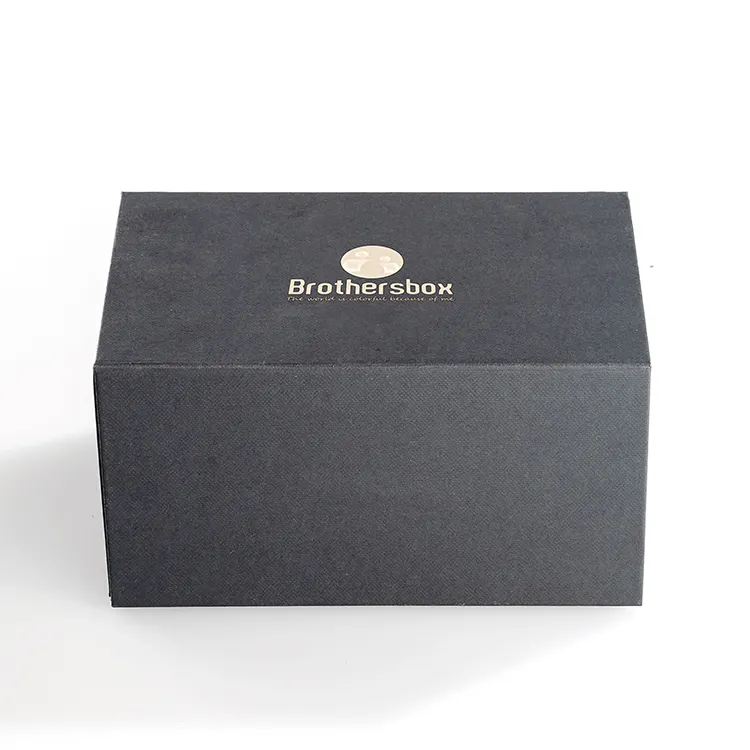 Customize Black Foldable Magnetic Closure Luxury Gift Cardboard Shipping Paper Box For Clothes Clothing T-shirt Packaging