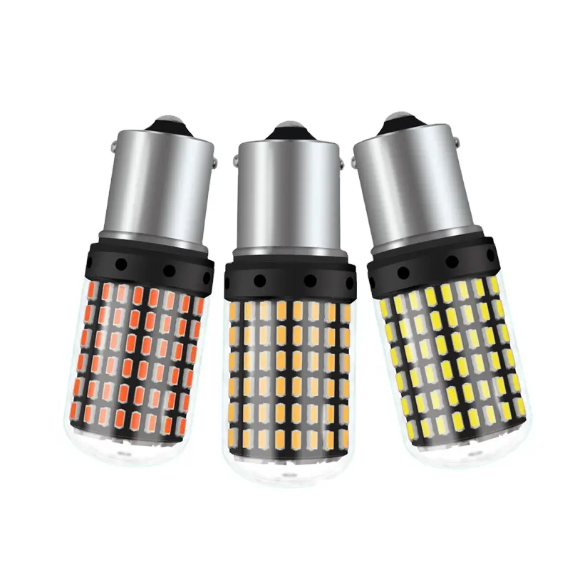 Canbus Led 1156 BA15S 144 SMD 4014LED Bulbs with Projector For Backup Reverse Light Amber Yellow DC 12V-24V