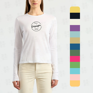 เสื้อเชิ้ตแขนยาวผู้หญิงผ้าฝ้ายเนื้อนุ่มคุณภาพสูงขายส่ง พิมพ์ลายสกรีนตามสั่ง ทรงเข้ารูป สไตล์ลำลอง - Product Image 1
