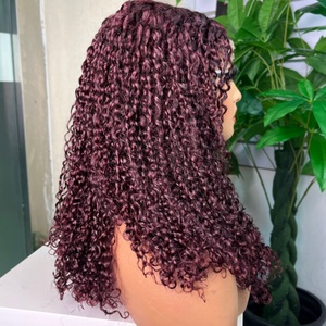 Hot Selling 300g Raw Virgin Hair <b>Wigs</b> Super Double Drawn 5 X 5 HD Lace Closure <b>Pixie</b> Curl 99J Color Pissy Curly <b>Wigs</b> Wholesale - Product Image 2