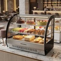 Vitrine de pâtisserie numérique intelligente à commande numérique, ventilée, pour comptoir, avec vitrine incurvée pour desserts, idéale pour les bars à desserts