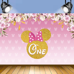 Fondo Personalizado de <span class=keywords><strong>Mickey</strong></span> Mouse o Minnie Mouse con Lazo Brillante para Baby Shower, Fiesta de Cumpleaños de Niñas, Fondo para Fotos, Accesorios para Estudio - Product Image 6
