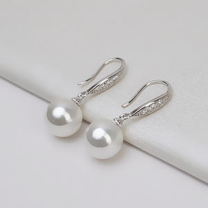 S925 Silver Female Earrings with Earhook Simple DIY Pearl <b>Jewelry</b> Accessories 7-8mm 4181 Empty <b>Tray</b> - Product Image 3