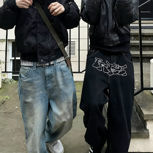 <span class=keywords><strong>Jeans</strong></span> Baggy da <span class=keywords><strong>Uomo</strong></span> Personalizzati a <span class=keywords><strong>Vita</strong></span> Alta, Larghi, Lavaggio Acido, Multicolore, Vintage, Gamba Larga, Effetto Distressed, Stile Hip-Hop, con Effetto Stack - Product Image 1