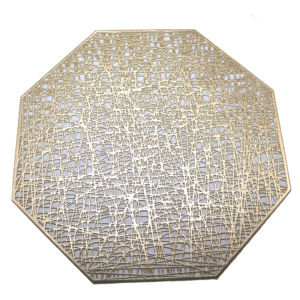 Eco-Friendly PVC Floral Design Woven Top Tablemat 38cm Irregular Shape Contemporary Style REACH Certified Kitchen Home <b>Mats</b> <b>Pads</b> - Product Image 1