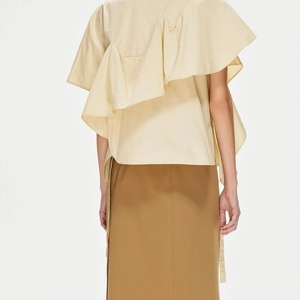 Nouveaux hauts et chemisiers asymétriques à manches courtes pour femmes, style français, élégants et sophistiqués, vente en gros - Product Image 2