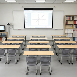 طقم مكتب وكرسي مدرسي حديث ومريح ومتين من البلاستيك بمقعدين للطلاب - Product Image 2