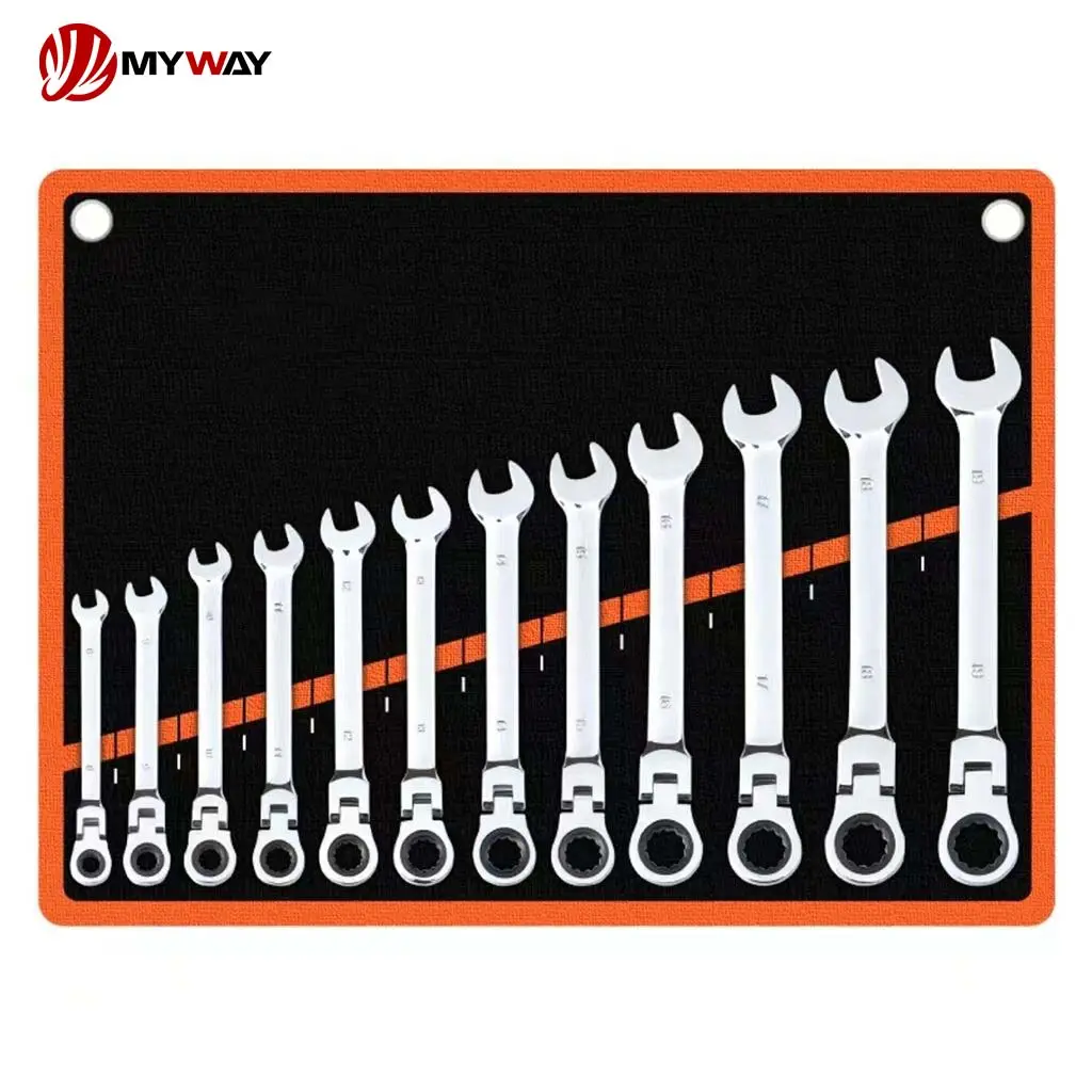 Hand Wrenches Ratcheting Combination Ratchet Spanner Tool Kit Set Gear Rachet Box End Car Wrench Set