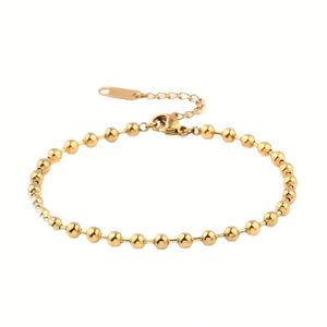 Summer Party Leg Gifts Silver/Gold Round Ball Beads <b>Rope</b> <b>Bracelet</b> Stainless Steel and Balls With Round Beads - Product Image 1