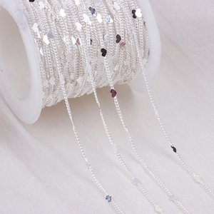 Accessoires de bijouterie exquis, plaqué or 14 carats/<span class=keywords><strong>argent</strong></span> 925, chaîne gourmette de 1,3 mm avec paillettes <span class=keywords><strong>en</strong></span> forme de cœur pour la fabrication de bijoux DIY - Product Image 3