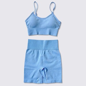 Women Yoga Set Workout Shirts Sport Pants Bra Gym Suits Fitness Shorts Crop Top High Waist Running <b>Leggings</b> Sports Sets - Product Image 2