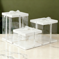 Boîte d'emballage transparente haute en PET recyclable et écologique pour le transport de desserts, pâtisseries et la conservation des aliments