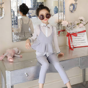 Vêtements pour enfants en gros, chemisier et pantalon formels à manches longues pour filles coréennes, ensemble 3 pièces, achat en ligne à Hong Kong - Product Image 2