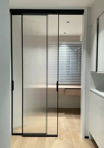 Cửa trượt 3 Bảng điều khiển nhôm tự động trượt cửa kính với rèm cửa trượt - Product Image 5