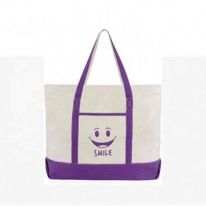 Custom Medium Size Heavy Duty <b>Lavender</b> Cotton Purple Canvas Deluxe Tote <b>Bag</b> Sustainable with Zipper and Pocket for Travel - Product Image 1