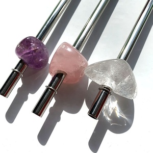 Commercio all'ingrosso 304 di Paglia In Acciaio Inox Eco-Friendly Cannuccia, Naturale Quarzo Rosa Energia di Guarigione di cristallo di cristallo di paglia - Product Image 6