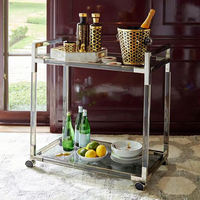 Chariot de service de buffet d'hôtel de luxe moderne en acier inoxydable multicolore à 3 niveaux, fournitures de restauration, chariot roulant pour boissons