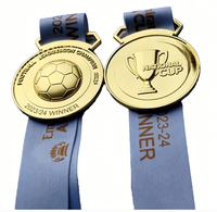 Médaille sportive en métal personnalisée avec logo OEM d'usine, design en relief, ruban de sublimation personnalisé, football pour événements et compétitions