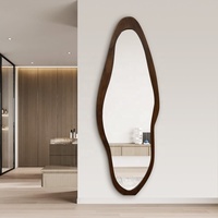 Miroir mural vintage irrégulier en bois, miroir de salle de bain et miroir décoratif, miroir argenté HD
