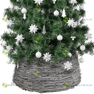 กระโปรงหวายแบบวินเทจทำด้วยมือสีเทาแบบ2025พร้อมเถาองุ่นเทาฐานตกแต่งคริสต์มาสใหม่สำหรับ<span class=keywords><strong>ต้นไม้</strong></span> PP หวายมีหนาม - Product Image 3