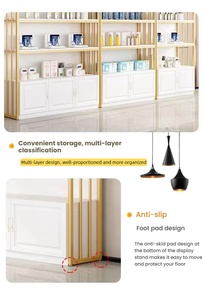 Versión mejorada moderna 60cm de <span class=keywords><strong>ancho</strong></span> Estante de metal de madera blanco dorado de un solo lado Resistente Independiente Muy estable 220cm de alto - Product Image 6
