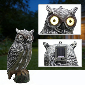 Souris d'attraction solaire pour chasse, modèle hibou, en plastique léger, yeux jaunes, plumes écaillées, durable, pour extérieur, accessoire de dissuasion - Product Image 1