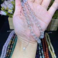 Collier en argent 925 avec perles de cristal naturel améthyste 8 mm, malachite, quartz rose, perles rondes, pendentif en pierre de guérison, bijoux pour femmes