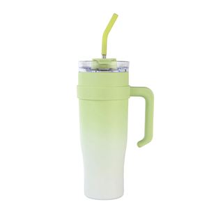 Gobelet de voyage isotherme en acier inoxydable à double paroi avec poignée et paille, isolation thermique de 6 à 12 heures, vente en gros - Product Image 6