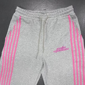 Pantalon de travail ample et décontracté pour homme, taille haute, avec logo personnalisé, rayures superposées, rubans et rayures, en polyester, coupe évasée - Product Image 2